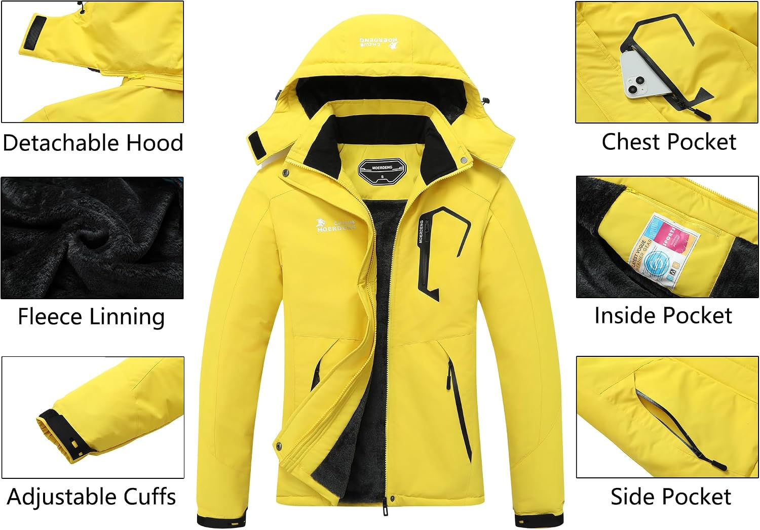 MOERDENG Women's Waterproof Ski Jacket Warm Winter Snow Coat Mountain Windbreake
