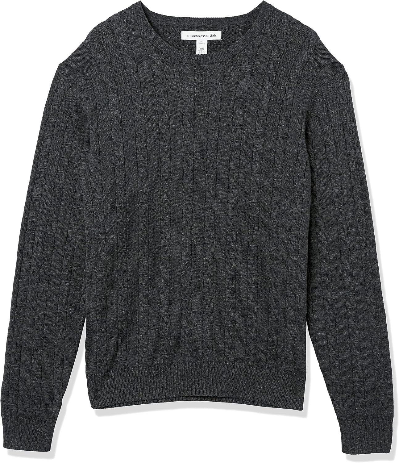 Amazon Essentials Men's Crewneck Cable Cotton Pullover Sweater