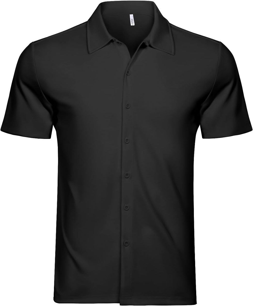 Thumbnail: JEKAOYI Mens Casual Button Down Wrinkle Free Shirts Short Sleeve Stretchy Summer