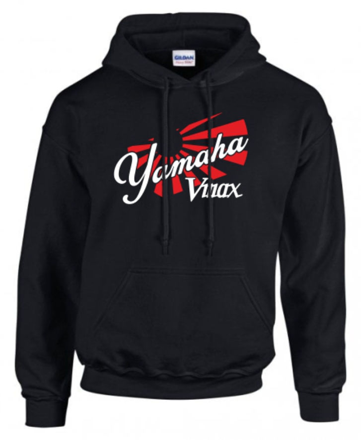Black hoodie with Yamaha Vmax logo and a rising sun background.