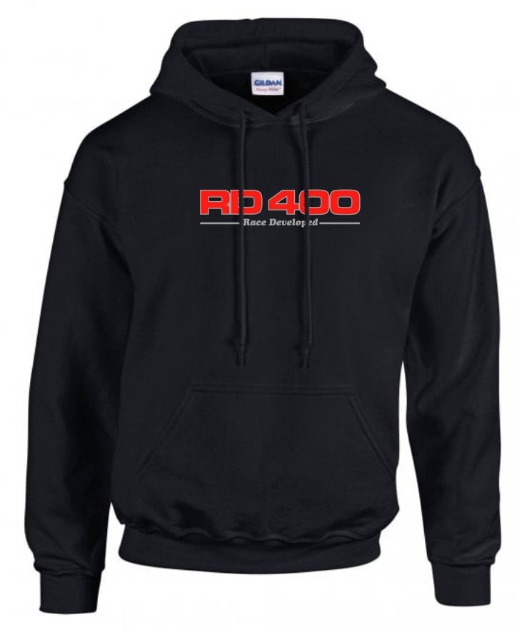 Black hoodie with red