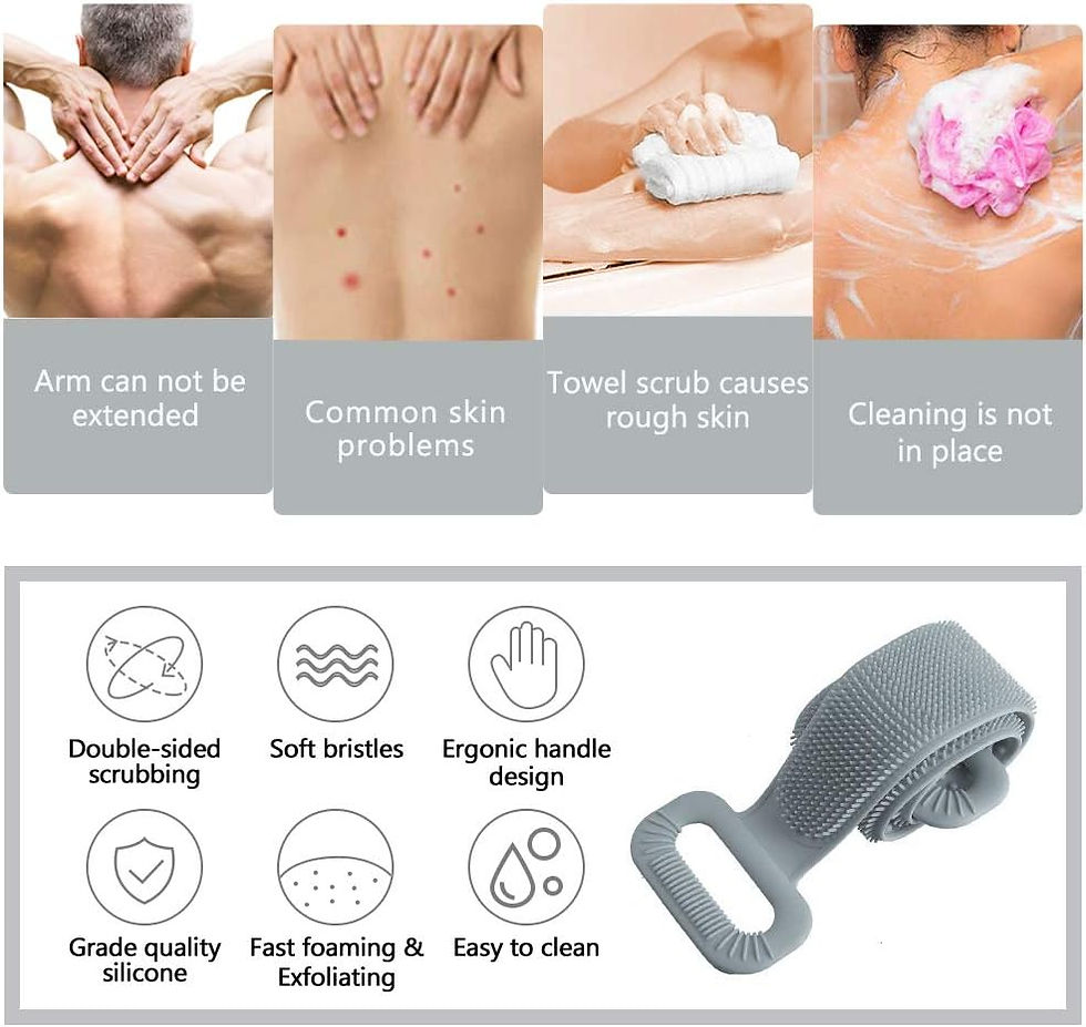 Miniature : Body Brush Back Scrubber, Silicone Bath Shower Brush for Women and Man, Soft Exf