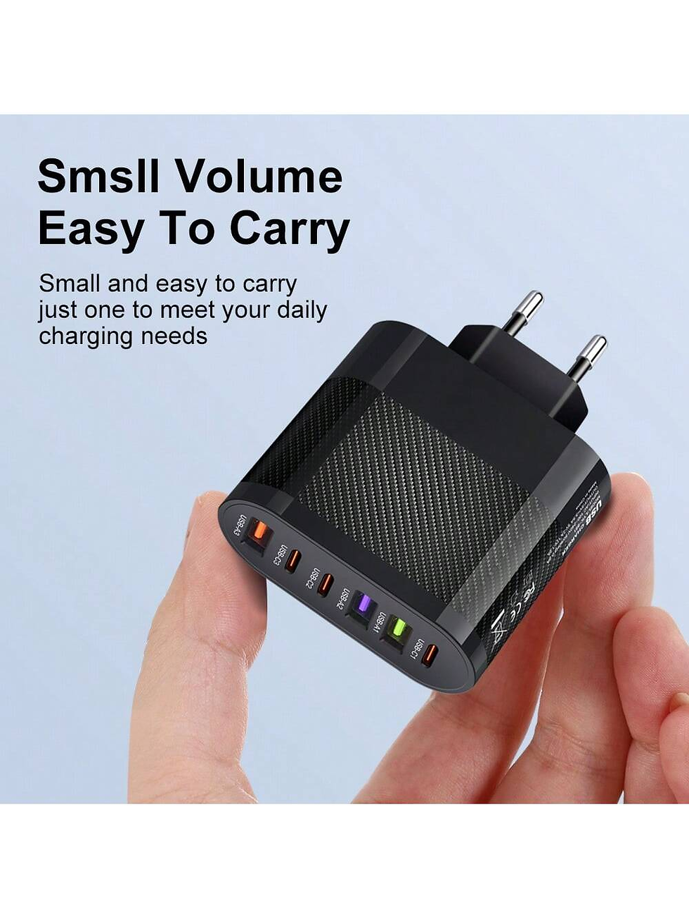 Thumbnail: 1 PC White EU Plug Charger 65W PD USB Charger 6 Ports USB Type C Charger Quick C