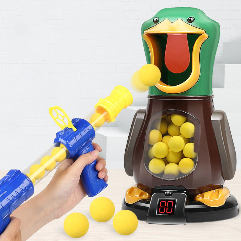 Hungry Shooting Duck Toys 98K Pistol Air-Powered Gun Soft Bullet Ball Game Set
