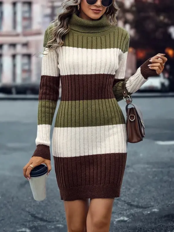 Miniatura: Clasi Colour Block Turtleneck Jumper Dress