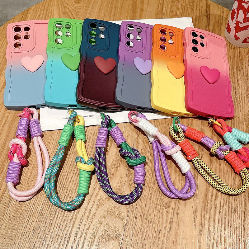 Miniatura: Love Heart Gradient Wrist Strap Phone Case For Samsung Galaxy