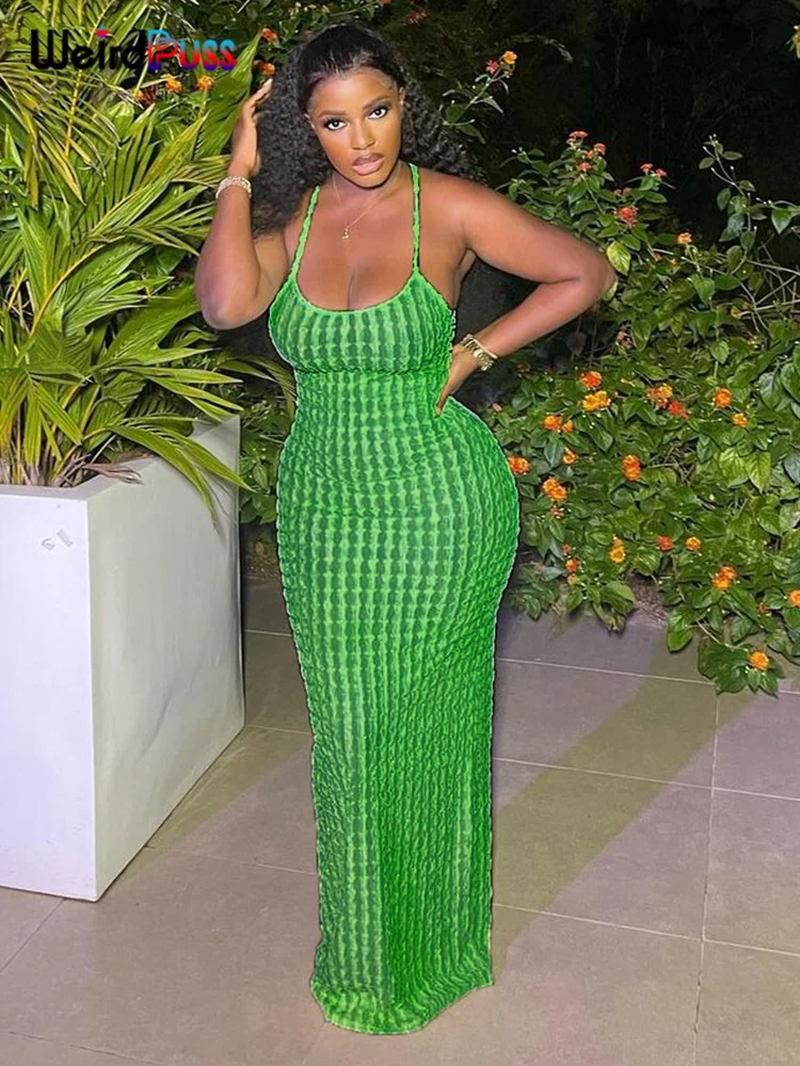 Thumbnail: Women’s Cross Bandage Backless Maxi Dress Bodycon Sexy Skinny Elegant