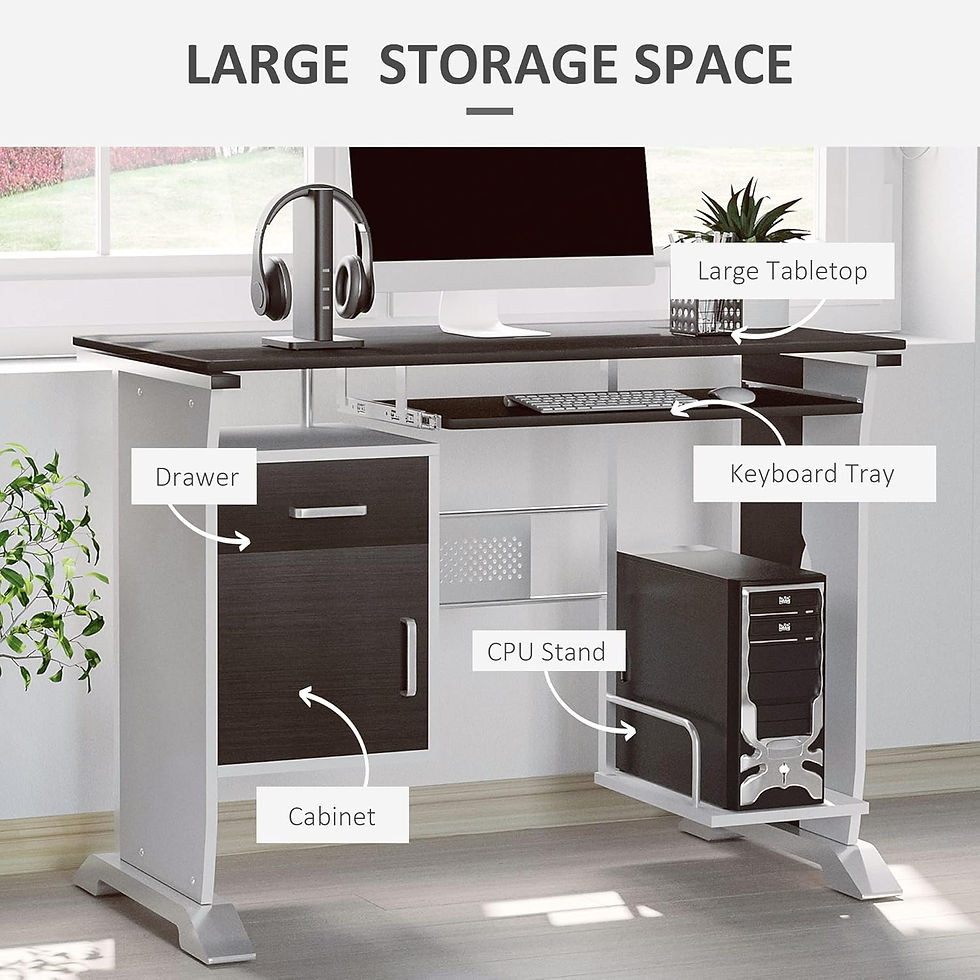 Thumbnail: Computer Desk with Sliding Keyboard Tray, Storage Drawers and Host Box Shelf