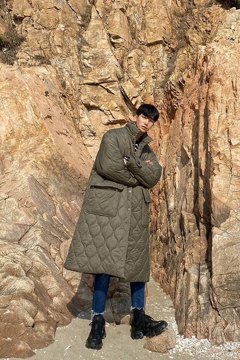Miniatura: UMI MAO Cotton Coat Autumn Winter Jacket Gourd Quilted Long Cotton Coats Ins Ves