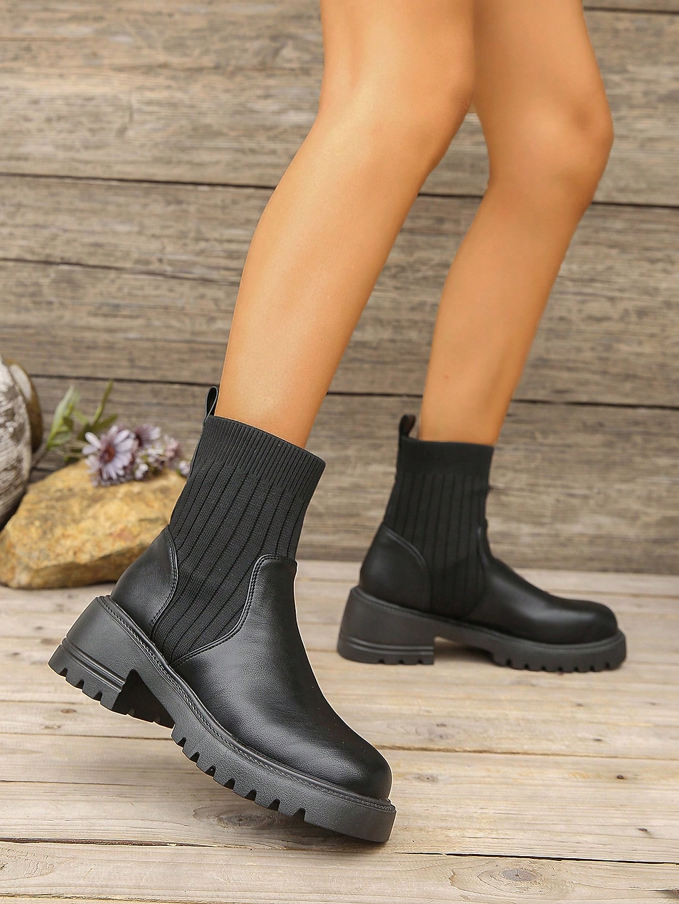 Thumbnail: Fashionable Women's Platform Ankle Boots Sock Style