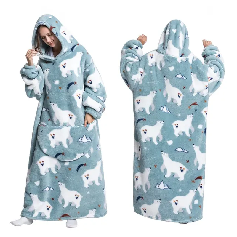 Miniature : Winter Long Oversized Homeware Blanket Hoodie, Wearable Blankets for Adults