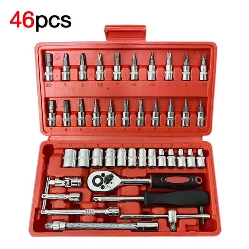 Thumbnail: Wrench Set 46 Pcs Tool Kit for Car Tool Screwdriver and Bit Ratchet Torque Quick
