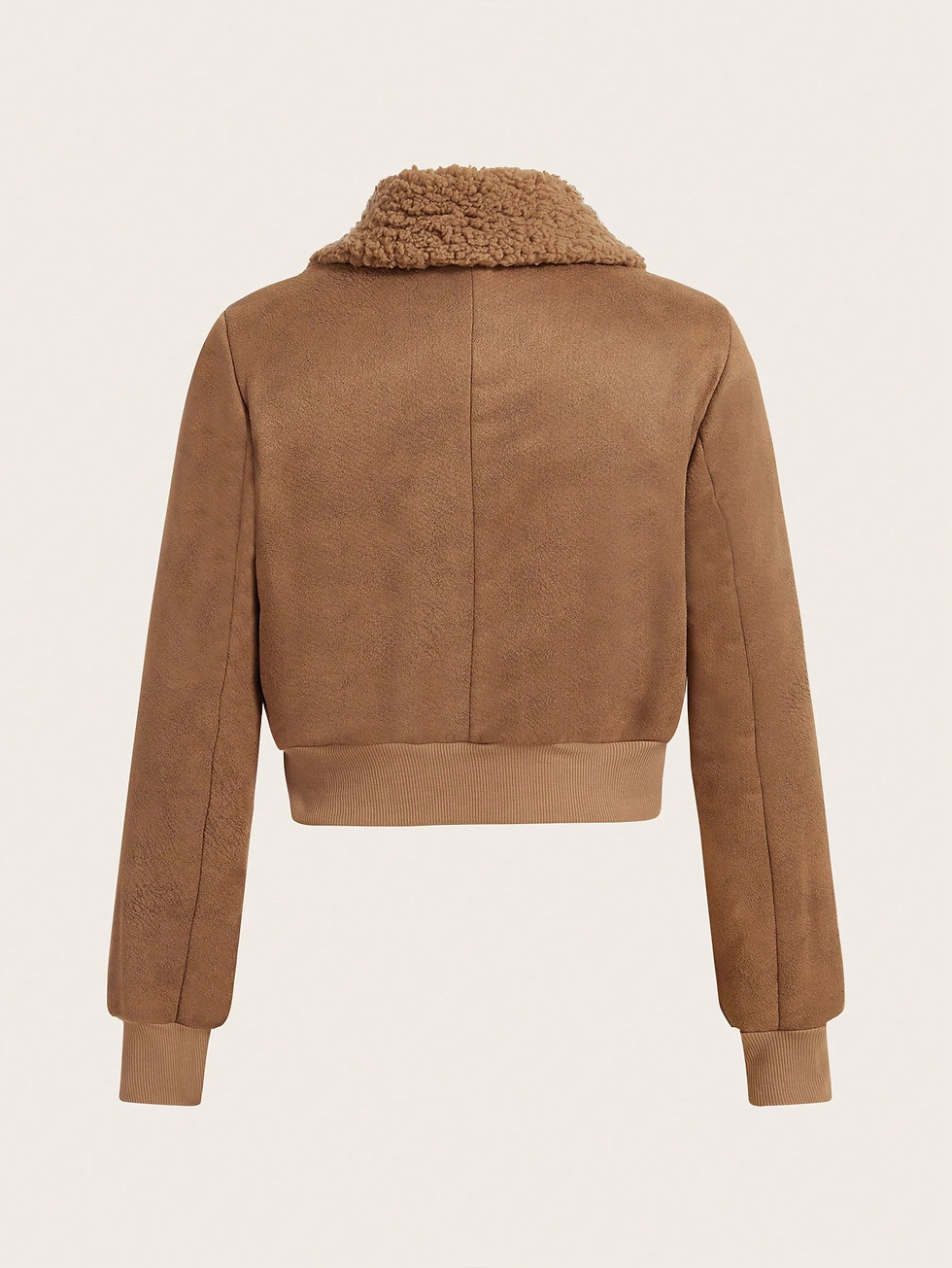 Miniature : Women Borg Collar Zip Up Crop Jacket