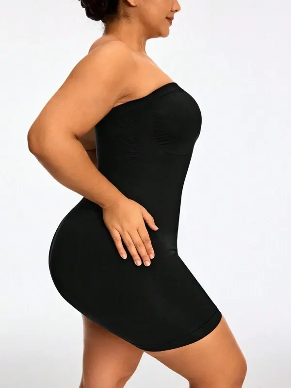 Miniatura: Sleek Black Sleeveless Tummy Control Casual Bodysuit