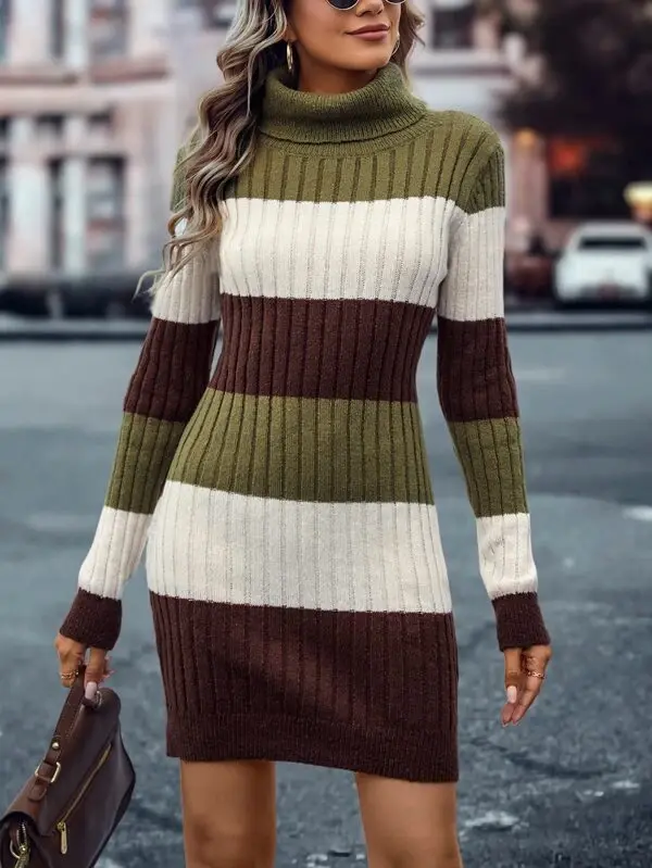 Miniatura: Clasi Colour Block Turtleneck Jumper Dress