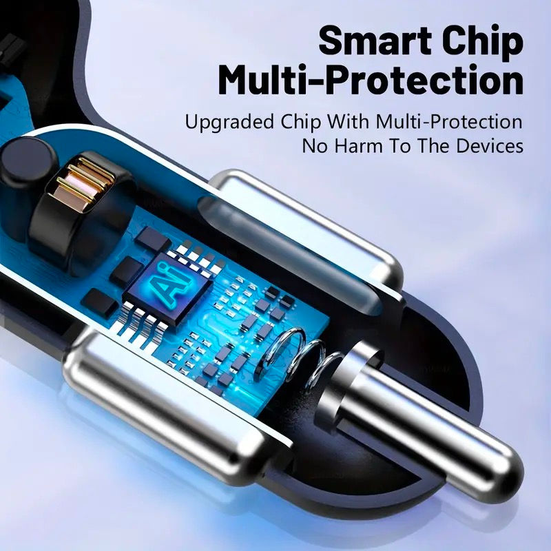 Miniatura: 250W Multi-Port Fast Car Charger with Digital Voltage Display and 5 USB Ports