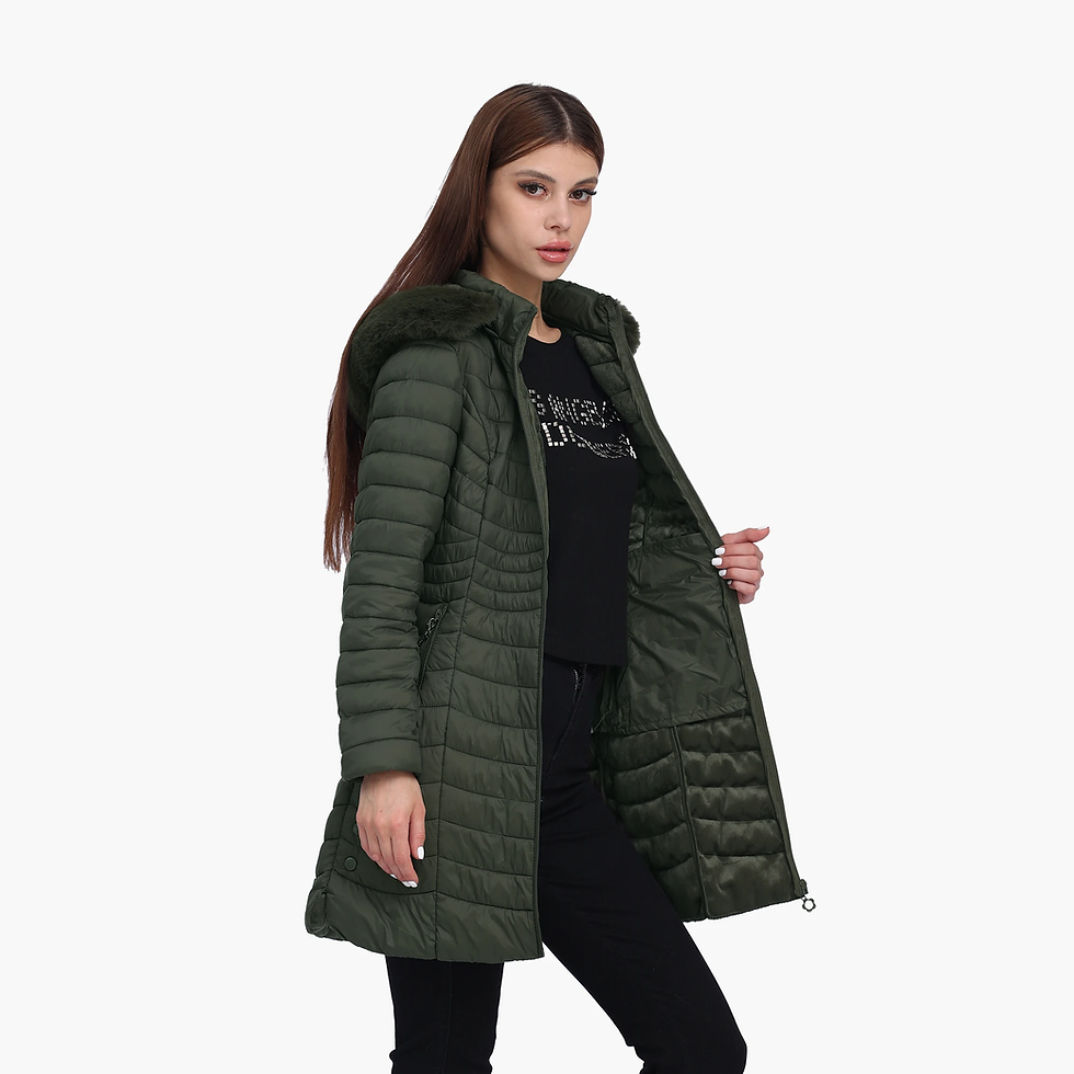 Miniature : Women Winter Long Parka with Fluffy Fur Hood PufferJacket