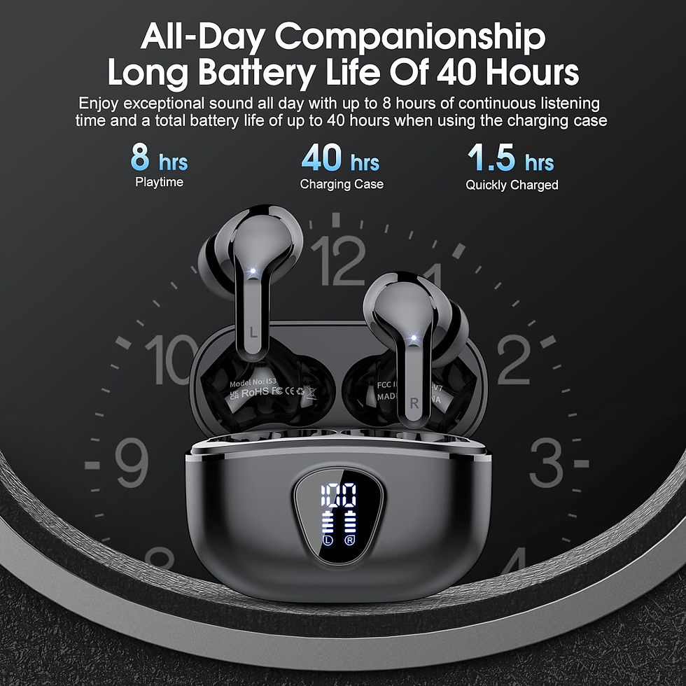 Thumbnail: Wireless Earbuds, Bluetooth 5.3 Headphones with 4 ENC Noise Cancelling Mic, Blue