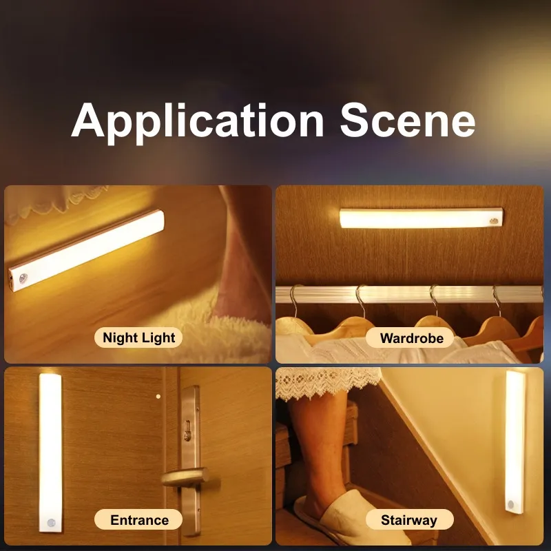 Thumbnail: PIR Motion Sensor LED Cabinet Light USB Rechargeable Induction Night Light.