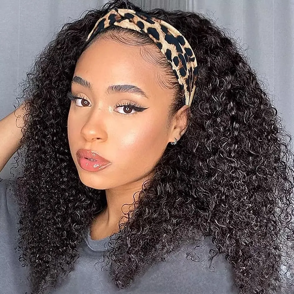 Thumbnail: Headband Human Hair Wig Curly - Brazilian Hair .