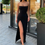 Miniatura: Women Summer Sexy Bodycon Dress Lady Sexy Spaghetti Strap Sleeve Split Solid Col