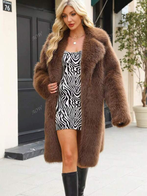 Thumbnail: Casual Brown Long Sleeve Cardigan