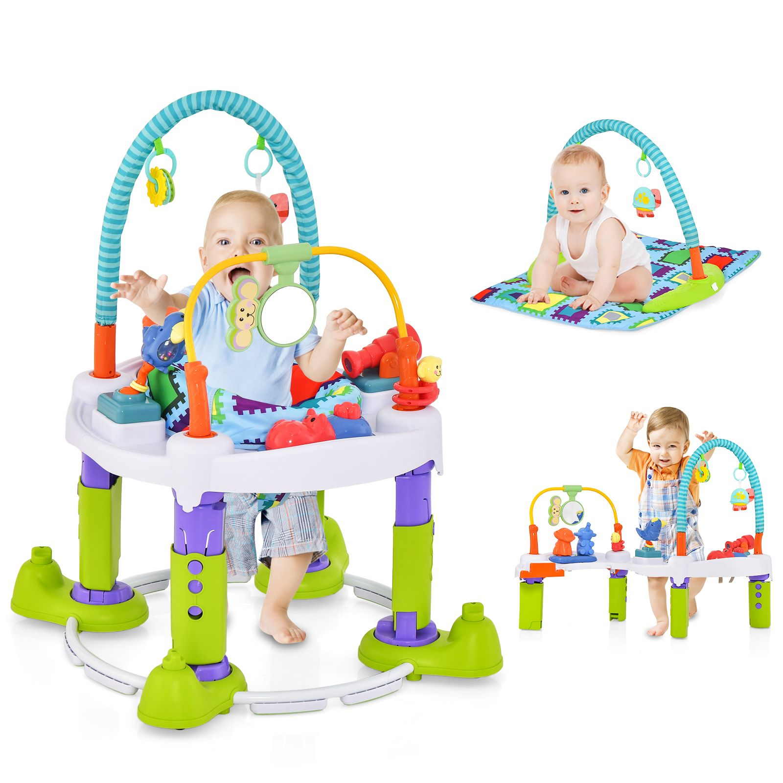4-In-1 Baby Bouncer with Music, Toys and Adjustable Heights