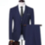 Men's 3-Piece Slim-Fit Navy Blue Suit – Blazer, Vest, and Trousers for Business