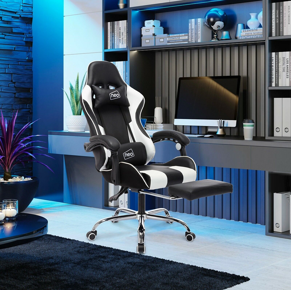 Thumbnail: Neo Leather Gaming Racing Chair Office Executive Recliner with Leg Rest Massage