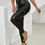 Miniatura: Women Autumn/Winter Fashion Solid Color Zipper Placket PU Leggings