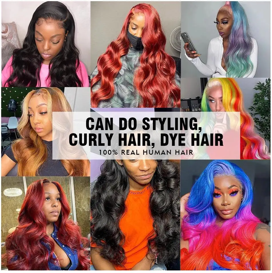 Miniature : 13X6 HD Transparent Body Wave Lace Front Human Hair Wigs for Black Women 360.