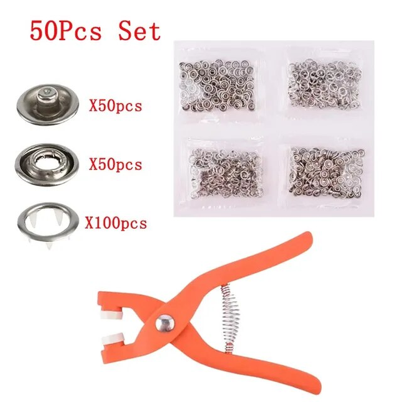 Miniature : Sewing Plier Tool Plus 50/100  Metal Sewing Buttons Set