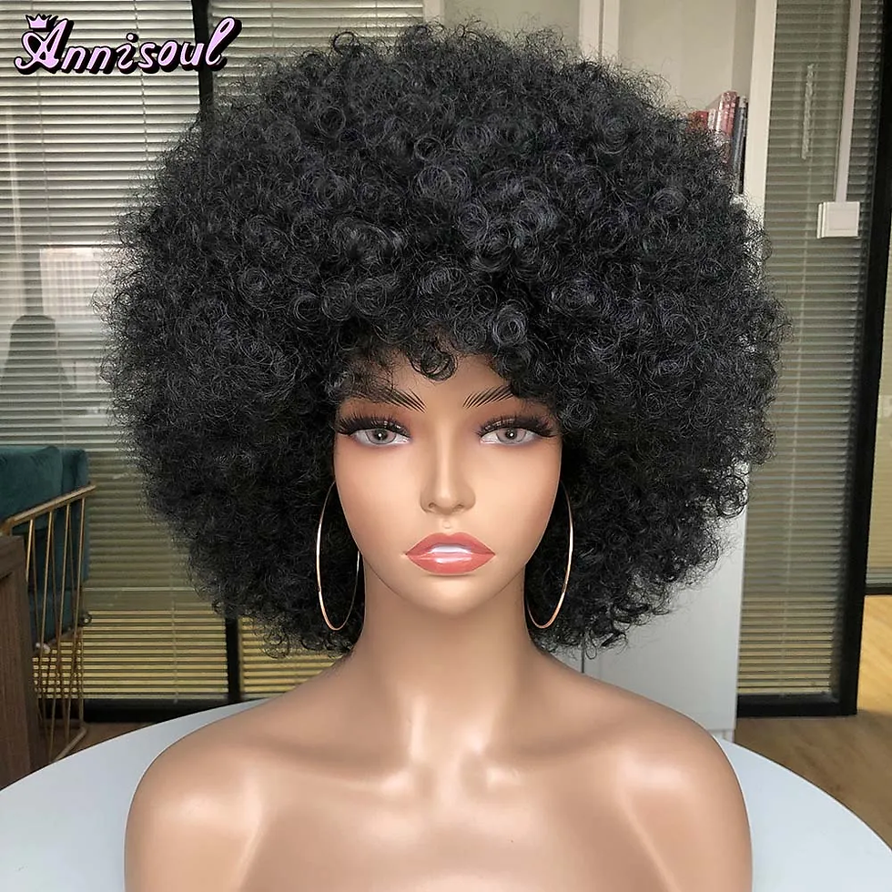 Miniatura: Short Synthetic Afro Wigs for Black Women African Black Pink Fluffy Soft Cosplay