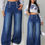 Miniature : High-Waist Extra Long Straight-Leg Denim Jeans – Medium Wash