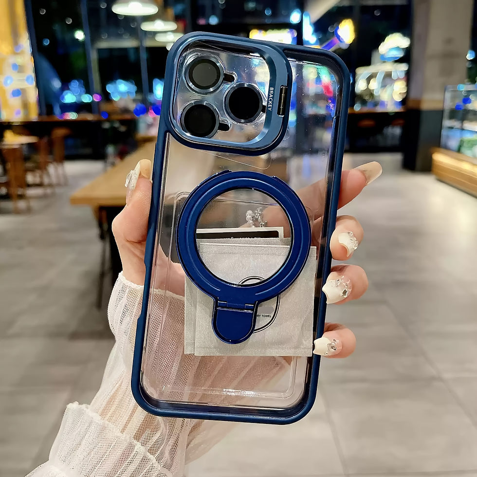 Miniatura: Clear Magnetic iPhone Case with 360° Ring Stand – Shockproof & Stylish Grip Cover