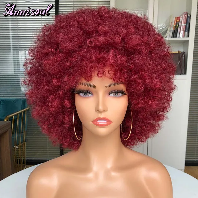 Miniatura: Short Synthetic Afro Wigs for Black Women African Black Pink Fluffy Soft Cosplay