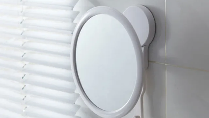 Self-Adhesive Plastic Washroom Round Mirror Adjustable Wall-Mounted