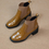 Thumbnail: Crocodile Textured Leather Ankle Boots With Chunky Heels For Women