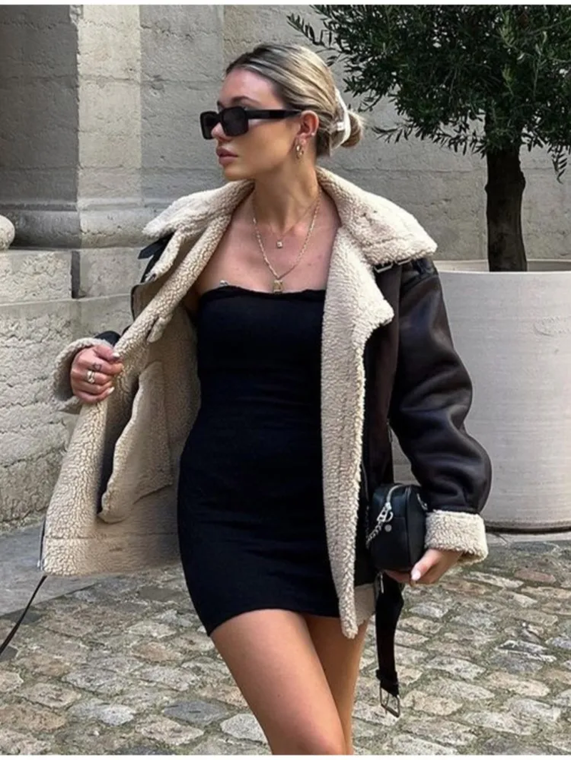 Miniatura: Women's Vintage Leather & Fleece Jacket .