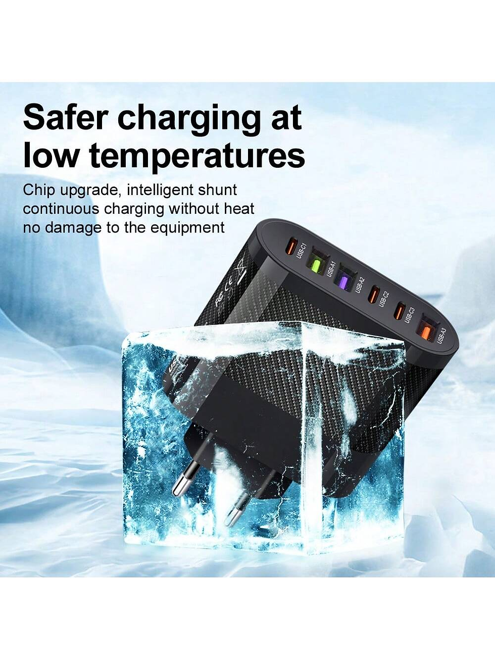 Thumbnail: 1 PC White EU Plug Charger 65W PD USB Charger 6 Ports USB Type C Charger Quick C