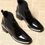 Thumbnail: Crocodile Textured Leather Ankle Boots With Chunky Heels For Women