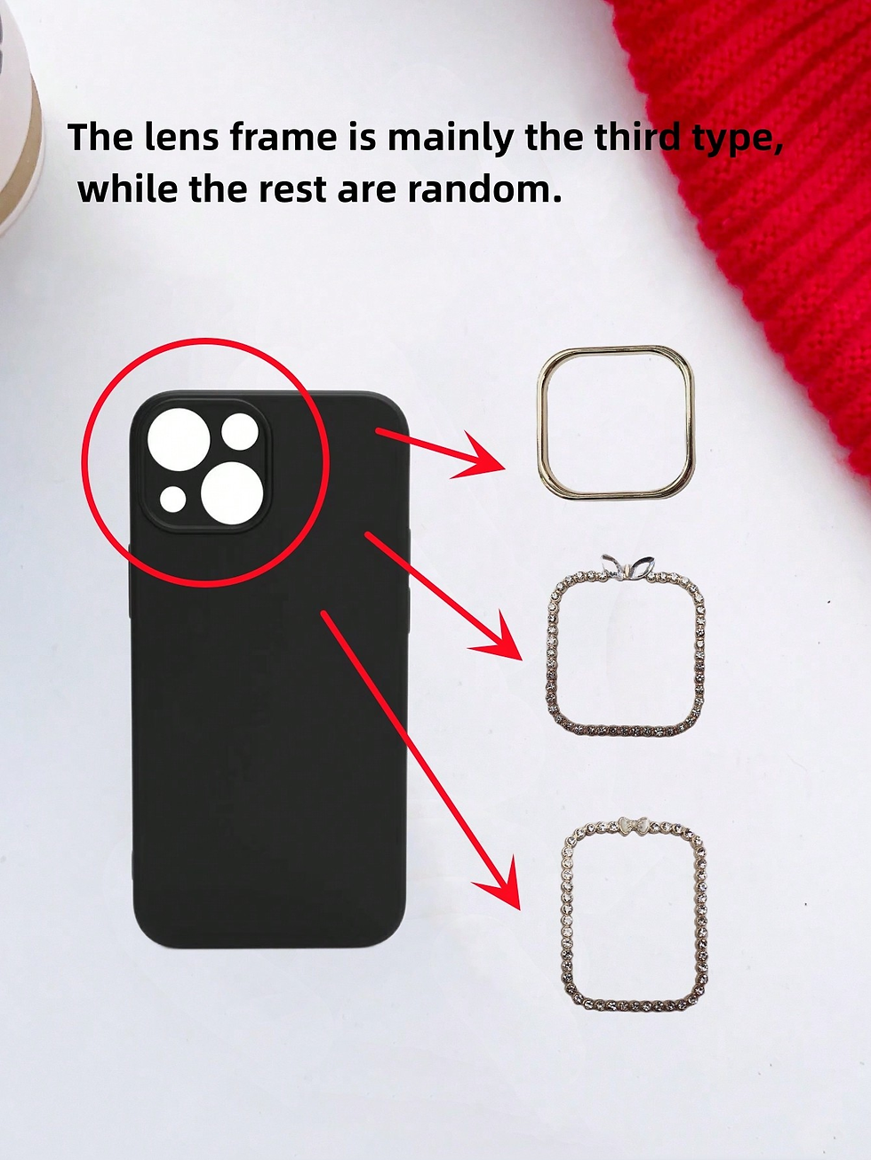 Miniature : Phone Case For iPhone, Samsung Phone Anti Shock With Love Heart Pendant Fluffy