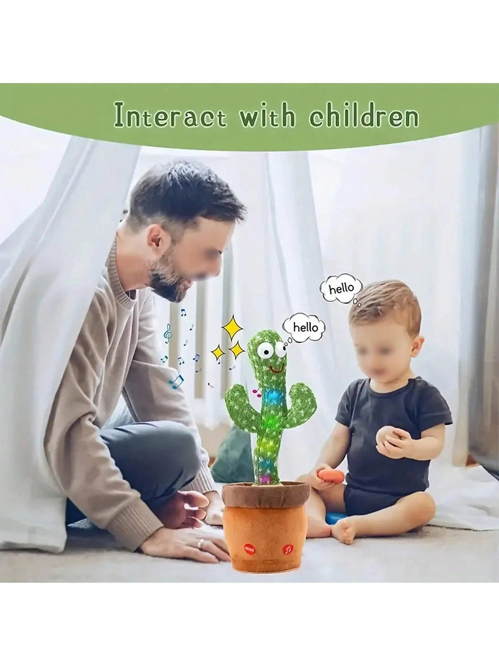 Miniature : Dancing Talking Cactus Toy for Babies: Singing, Mimicking, Recording