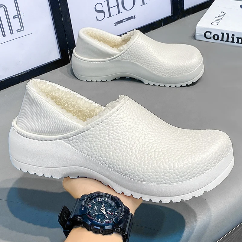 Thumbnail: Winter Men Women Warm Cotton Slippers loafers Plush Slippers Slides Outdoor Indo