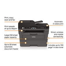 BROTHER MFCL2710DW Monochrome All-in-One Wireless Laser Printer with Fax