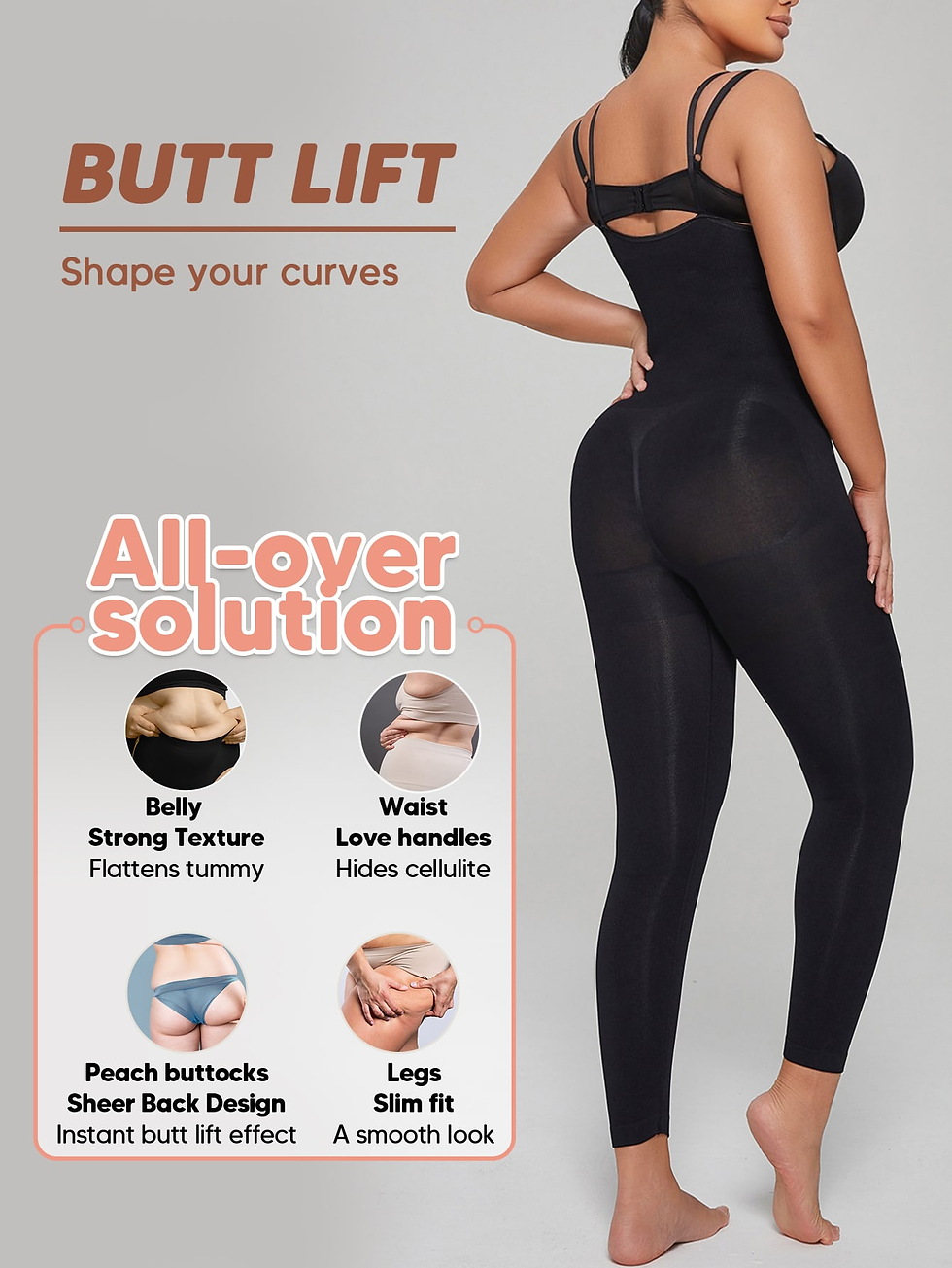 Thumbnail: Open Bust Tummy Control Butt Lifter Thigh Slimmer Full Body Sculpting
