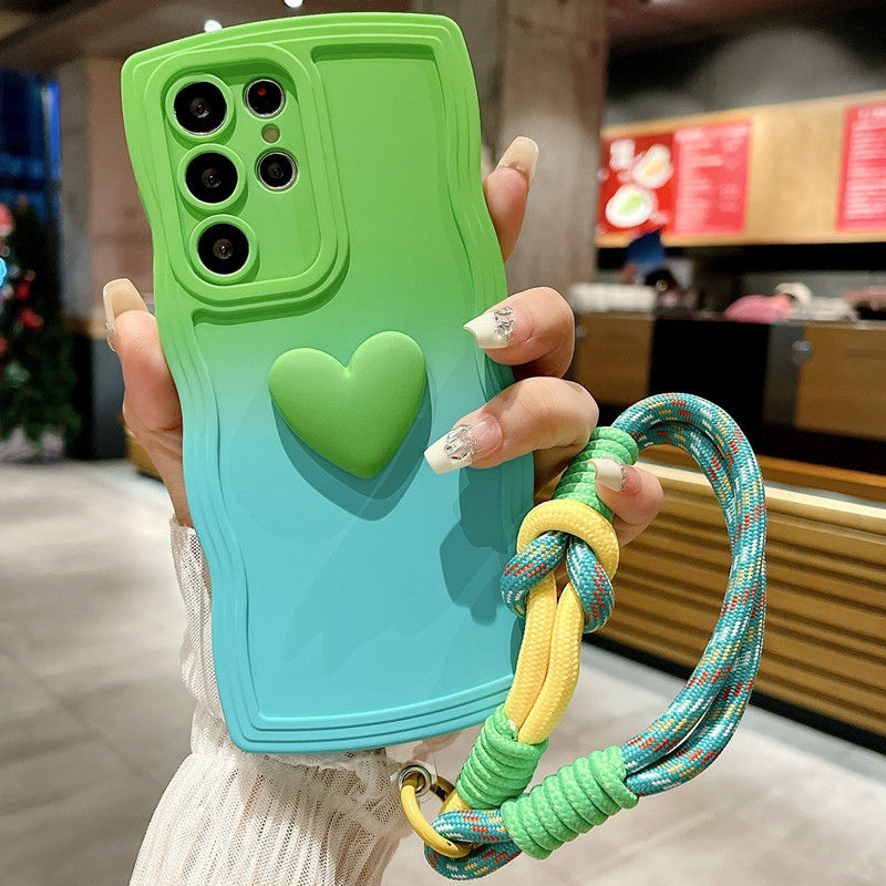Miniatura: Love Heart Gradient Wrist Strap Phone Case For Samsung Galaxy