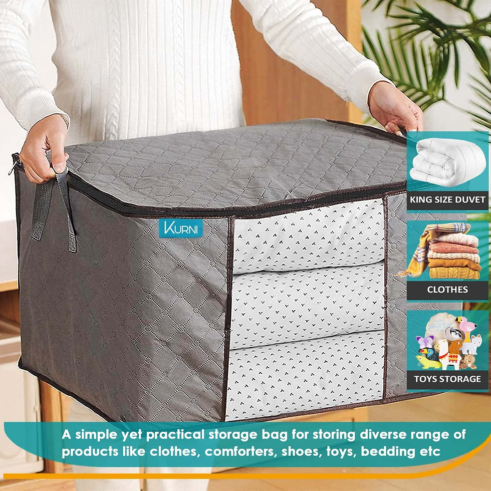 Kurni 90L Black Storage Bag for Clothing, Bedding, Shoes & Duvet - Moth-Proof