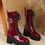 Thumbnail: Women's Chunky Heel Mid-Calf Boots, Classic Lace Up Casual High Heel Boots, Fash