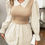 Miniatura: Casual Khaki Colorblock Ruffle Dress